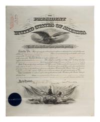 [MILITARIA]. A group of 4 commissions for General Herbert Everett Tutherly, Commander of Squadron at the Battle of San Juan Hill, signed by Presidents GRANT, HAYES, HARRISON, and MCKINLEY.