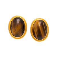 Yossi Harari, Tiger's Eye and Yellow Gold Earrings