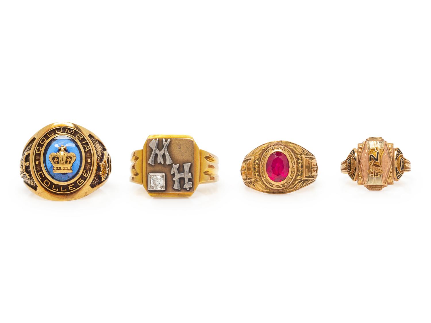 A Collection of 10 Karat Yellow Gold Rings,
