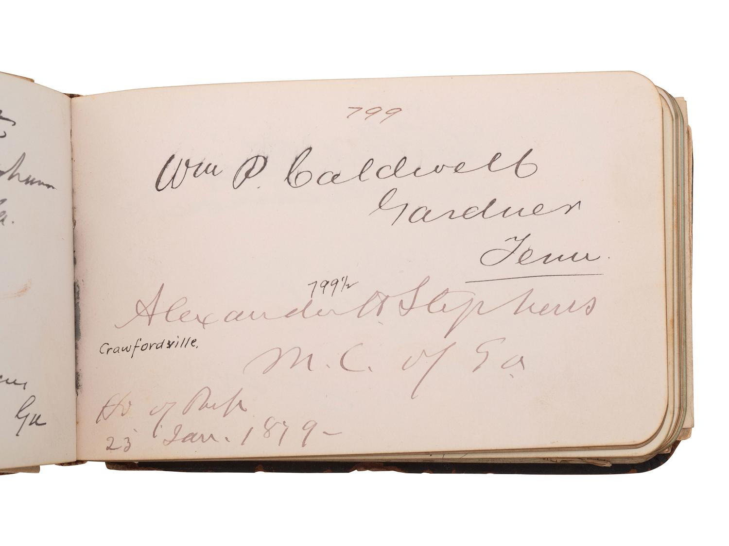 HAYES, Rutherford B. (1822-1893). Autograph book featuring signature of Hayes ("R.B. Hayes"), as President, and members of his cabinet and the 45th US Congress.