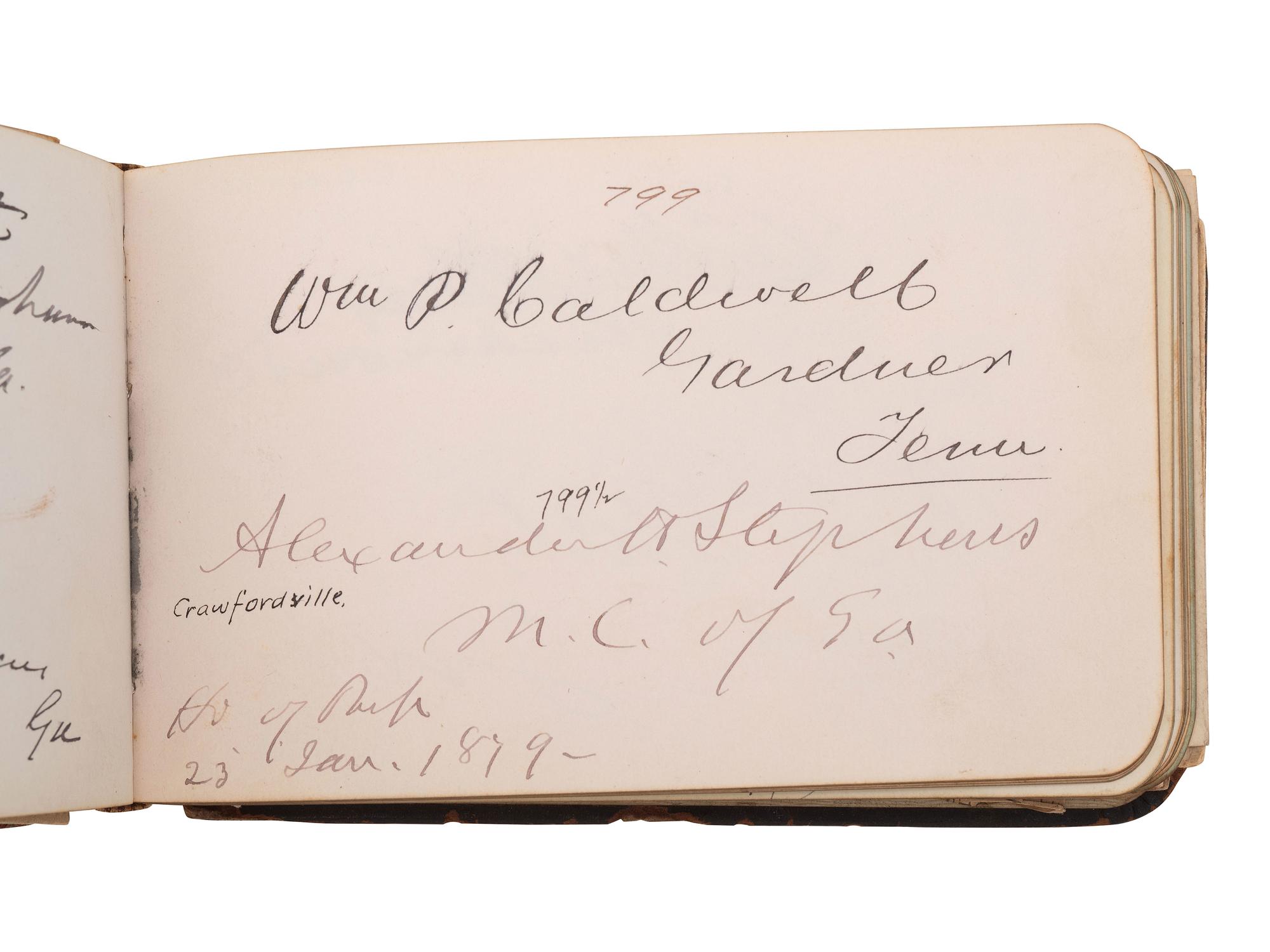 HAYES, Rutherford B. (1822-1893). Autograph book featuring signature of Hayes ("R.B. Hayes"), as President, and members of his cabinet and the 45th US Congress.