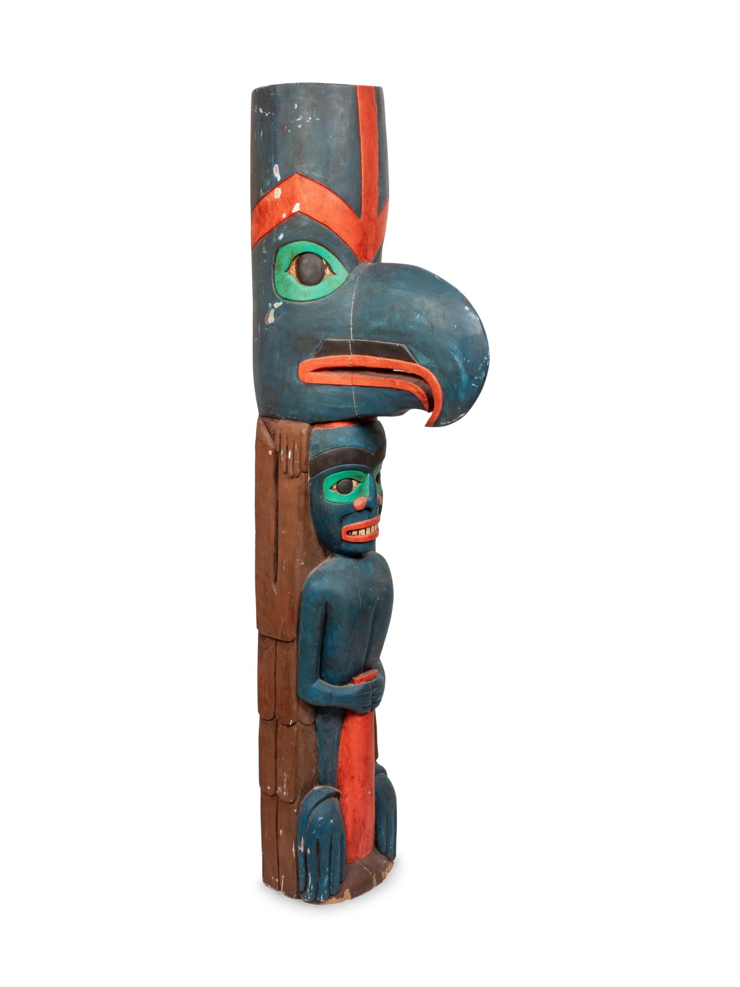 Reproduction Northwest Coast-Style Polychrome Totem Pole