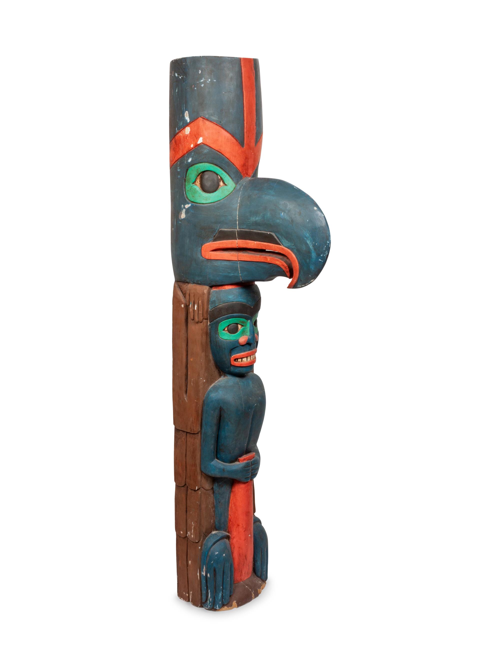 Reproduction Northwest Coast-Style Polychrome Totem Pole