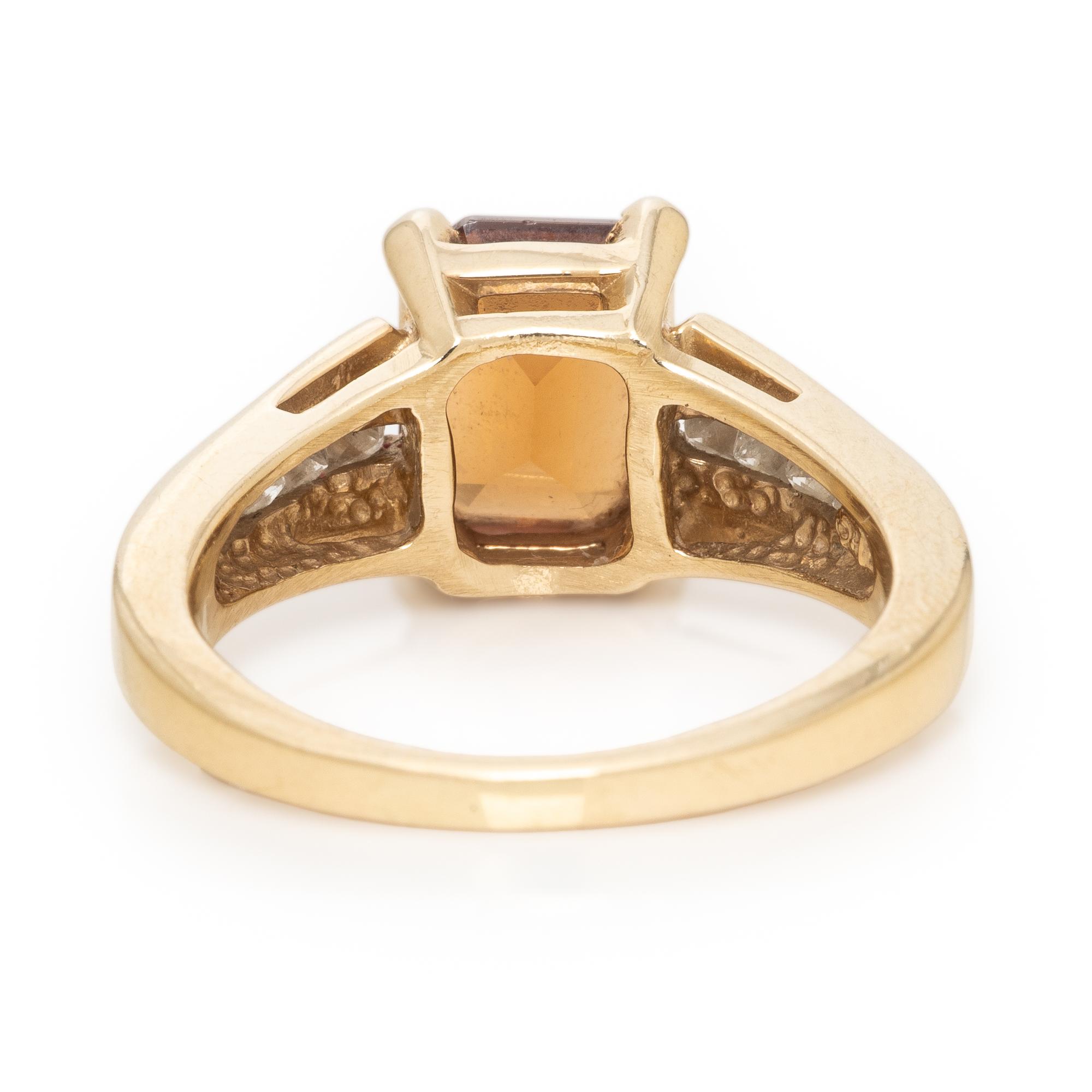 Yellow Gold, Zircon, and Diamond Ring