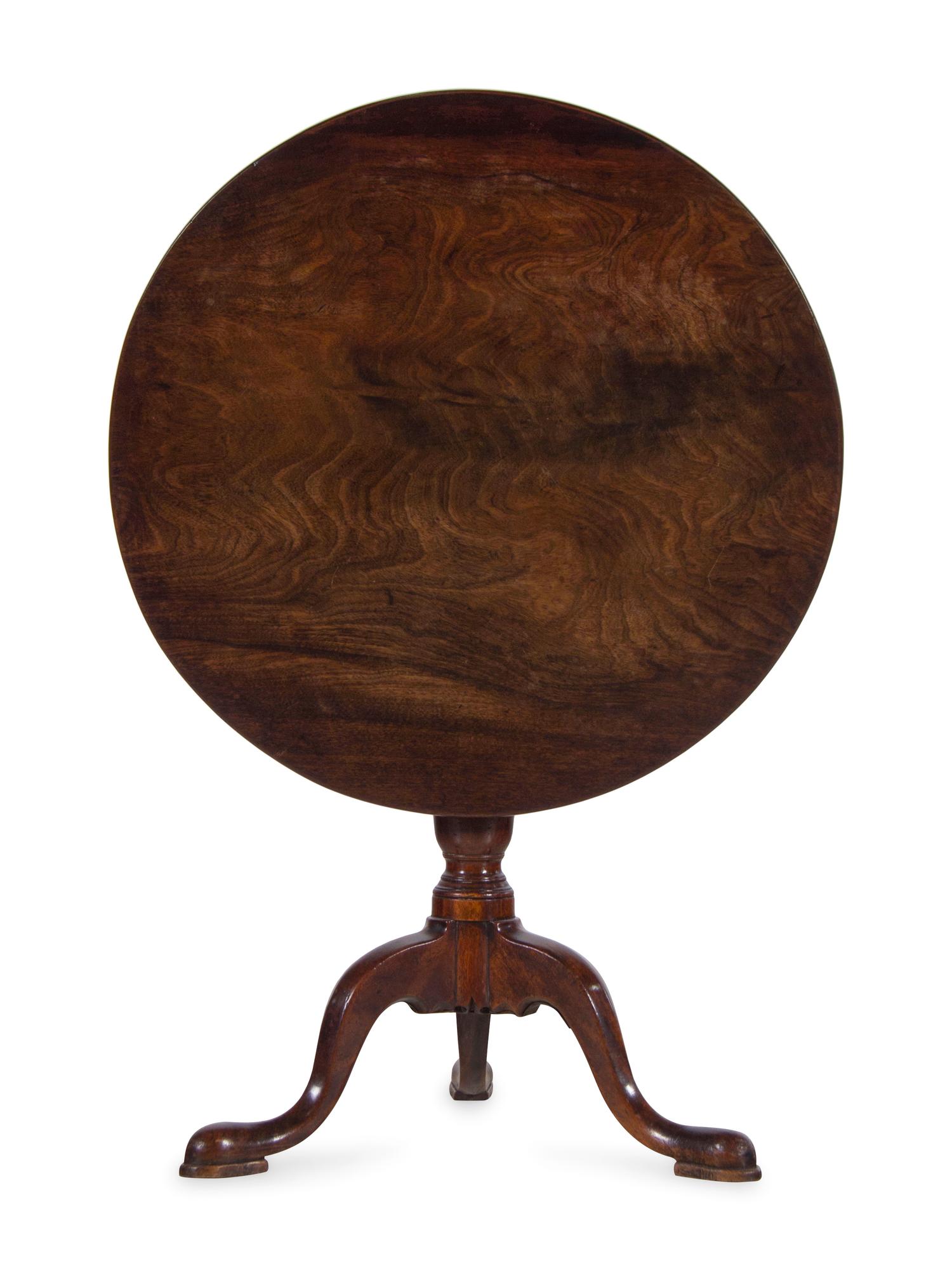 A George III Style Carved Mahogany Tilt-Top Tea Table