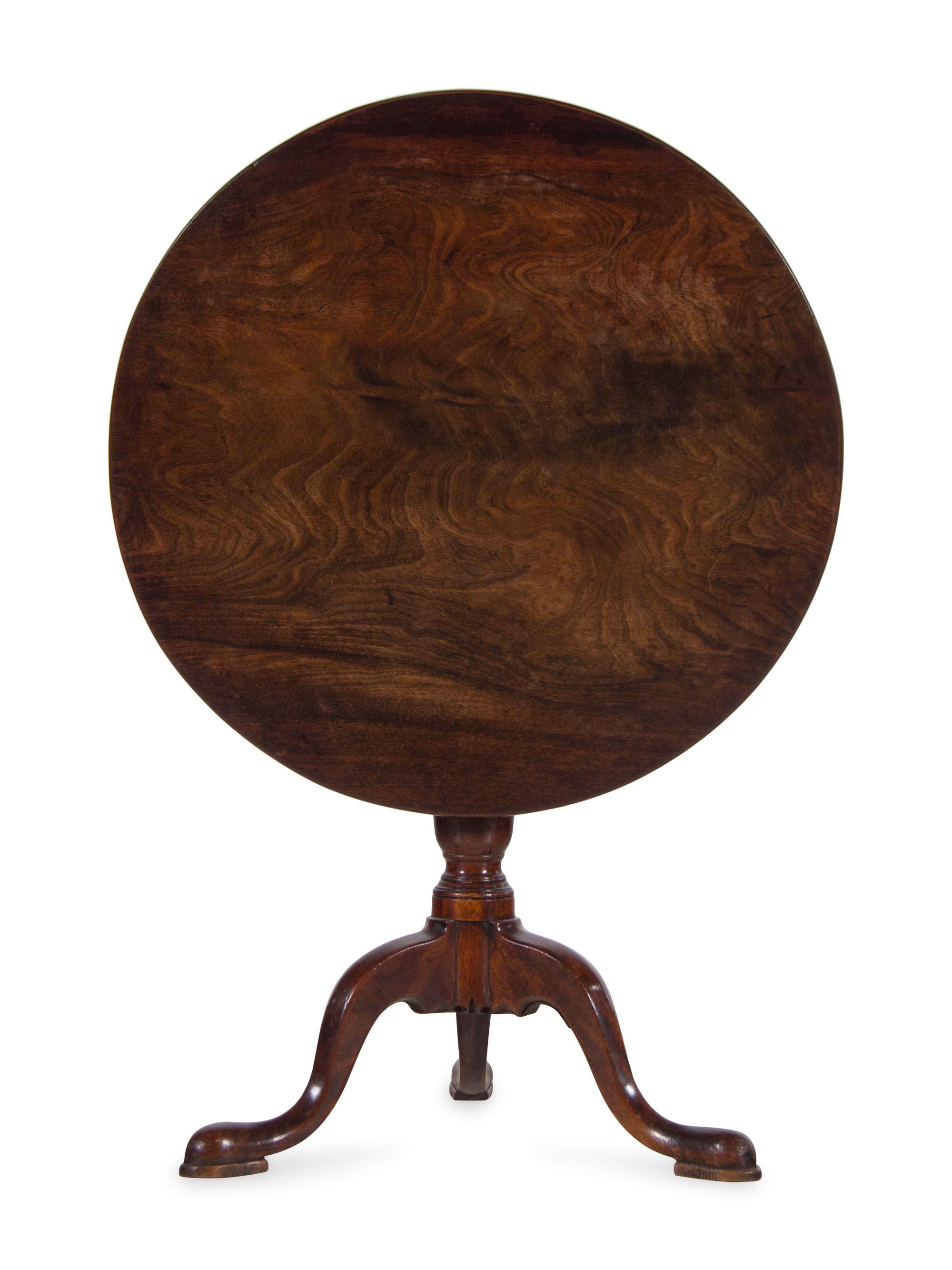 A George III Style Carved Mahogany Tilt-Top Tea Table