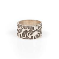 Cast Silver Ring, with Petroglyph Design