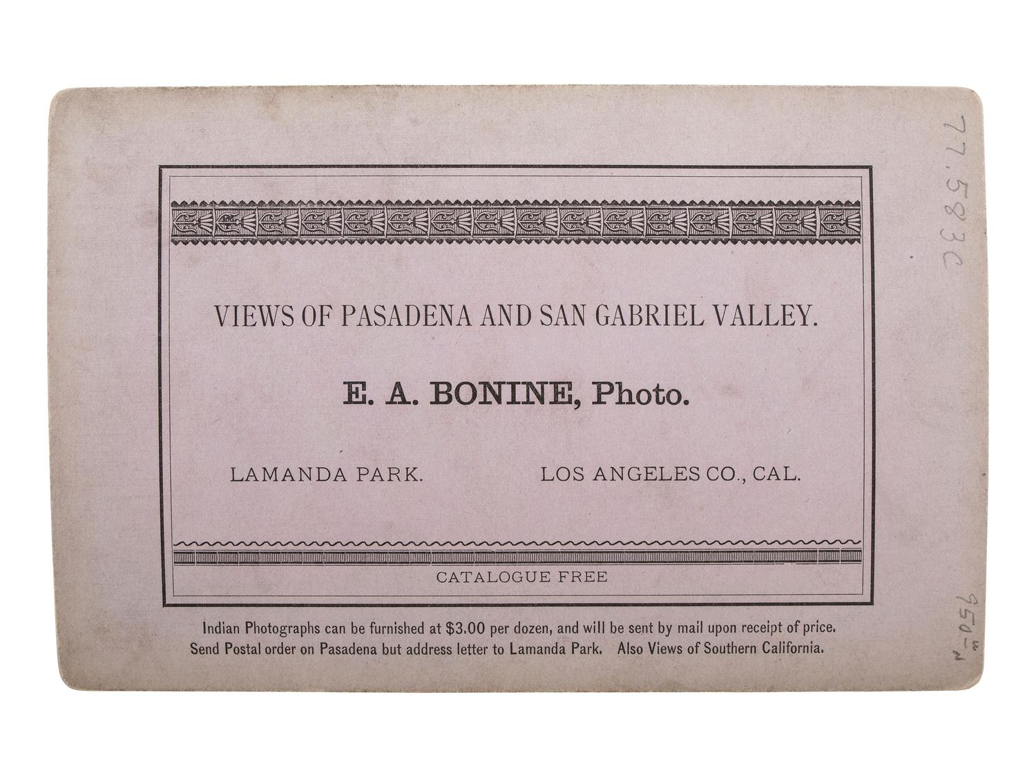 [NATIVE AMERICANS]. BONINE, E.A., photographer. Boudoir photograph of Yuma Indian women of Arizona. Los Angeles Co., CA.