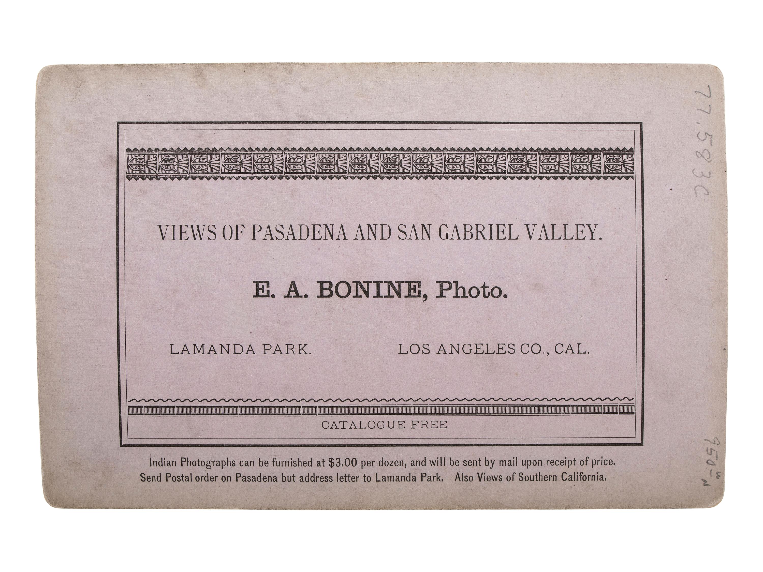 [NATIVE AMERICANS]. BONINE, E.A., photographer. Boudoir photograph of Yuma Indian women of Arizona. Los Angeles Co., CA.