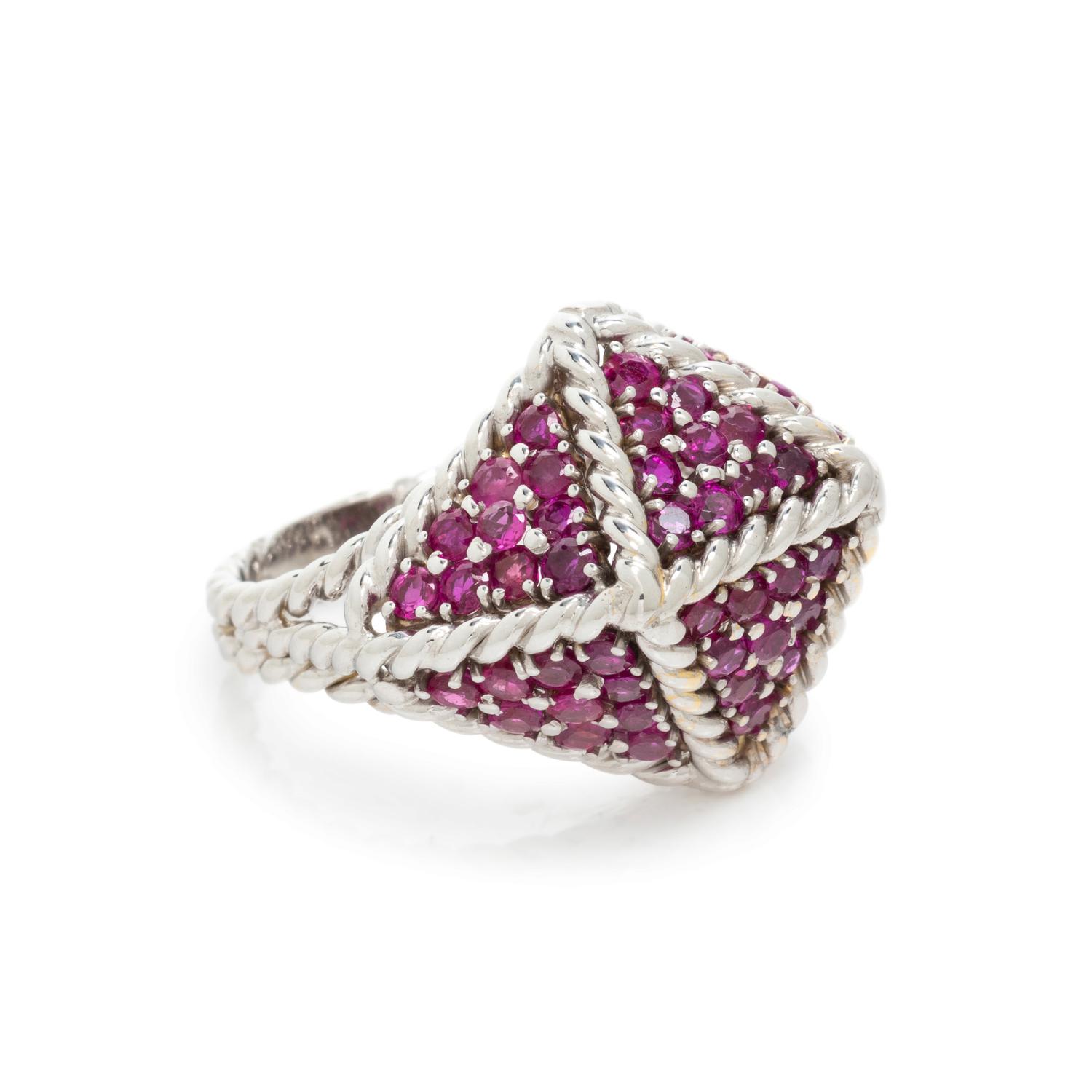 TIFFANY & CO., WHITE GOLD AND RUBY RING