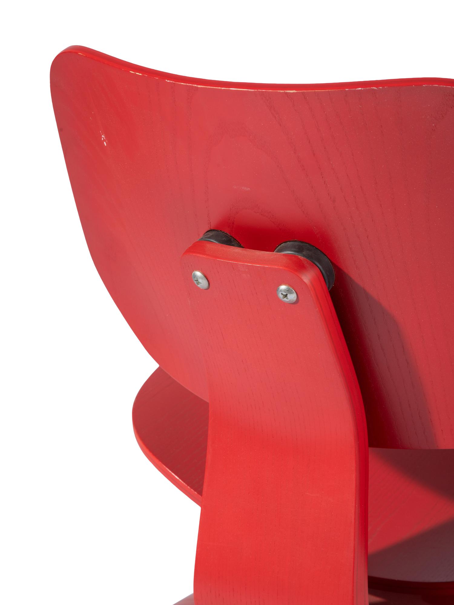 Pair of Red LCW Chairs Herman Miller, USA