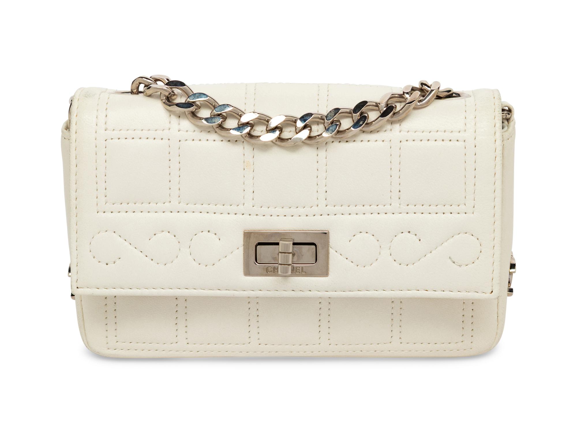 CHANEL, WHITE MINI FLAP BAG