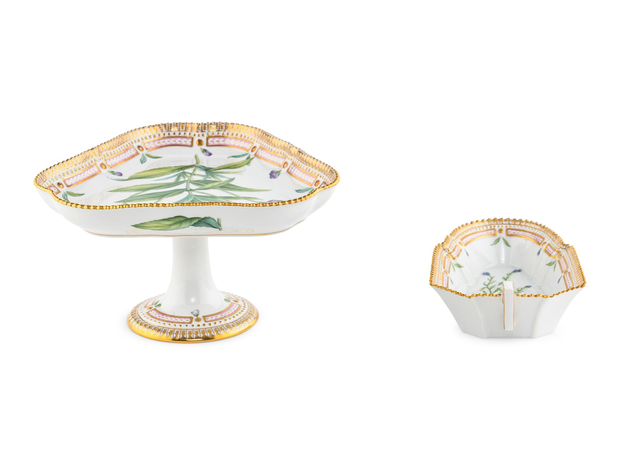 Two Royal Copenhagen Flora Danica Porcelain Table Articles