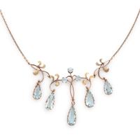 RUSSIAN, ART NOUVEAU, BICOLOR GOLD AND AQUAMARINE NECKLACE