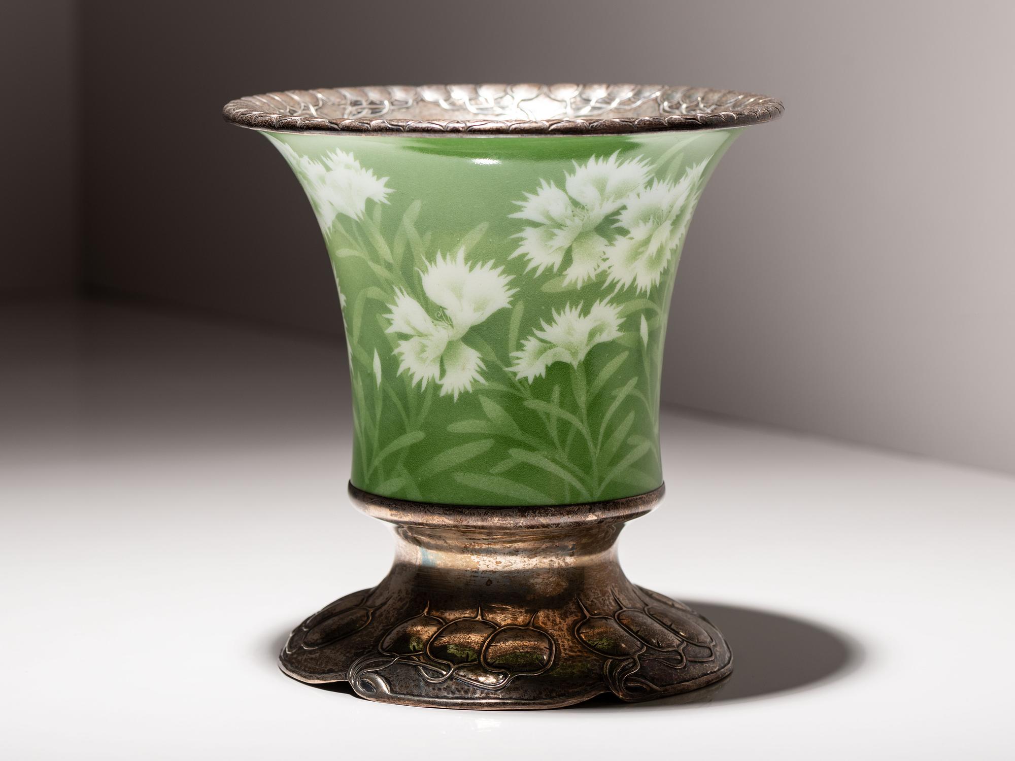 Arts and Crafts Silver Mounted Japanese Porcelain Vase San Francisco, California