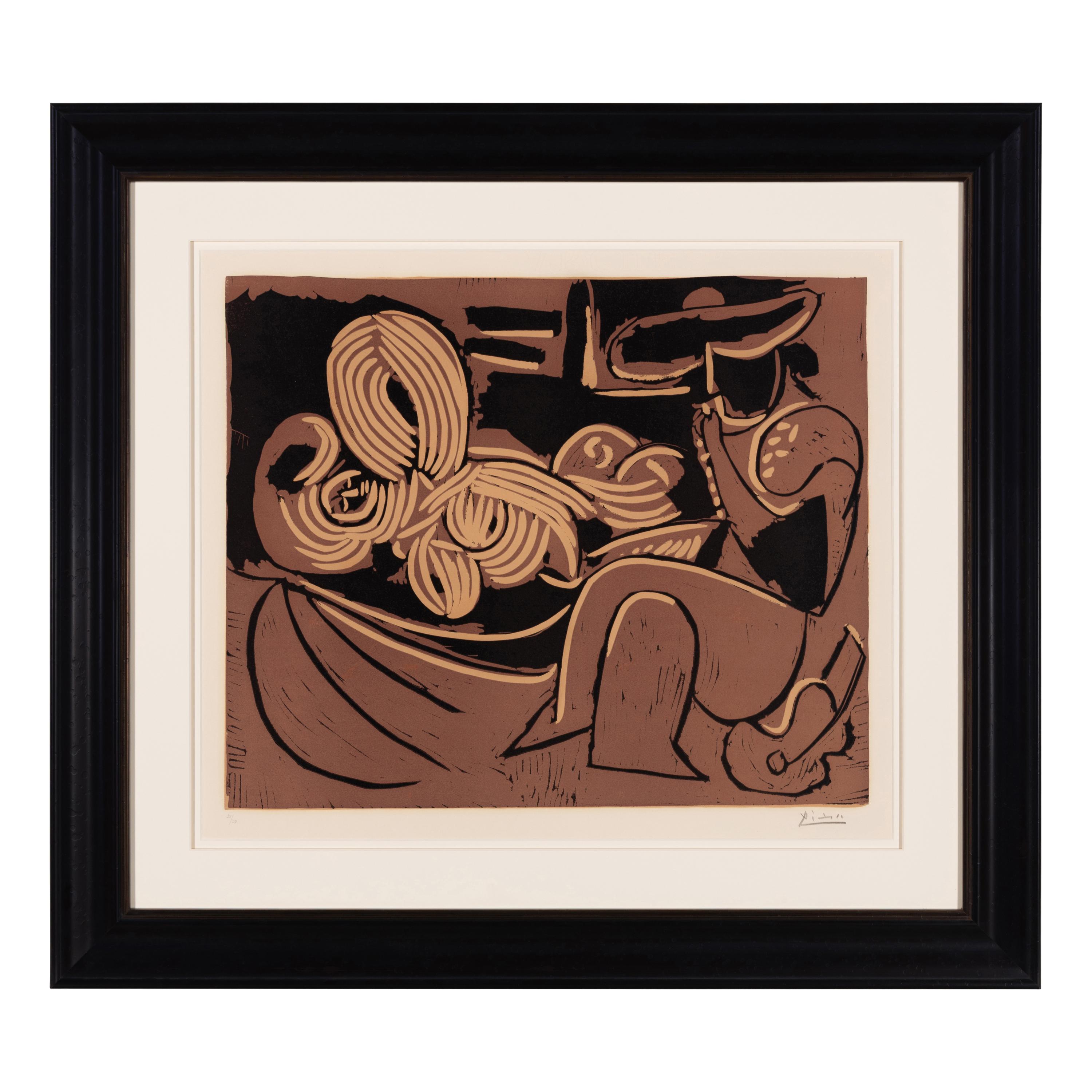Pablo Picasso (Spanish, 1881–1973) — Femme Couchée et Homme à la Guitare, 1959