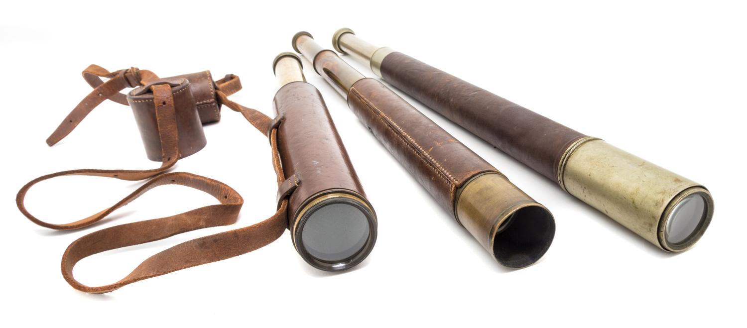 A Group of Three Leather Body Field Telescopes Diameter of first lens 2 inches. — J.H. STEWARD LTD., LONDON AND OTHER