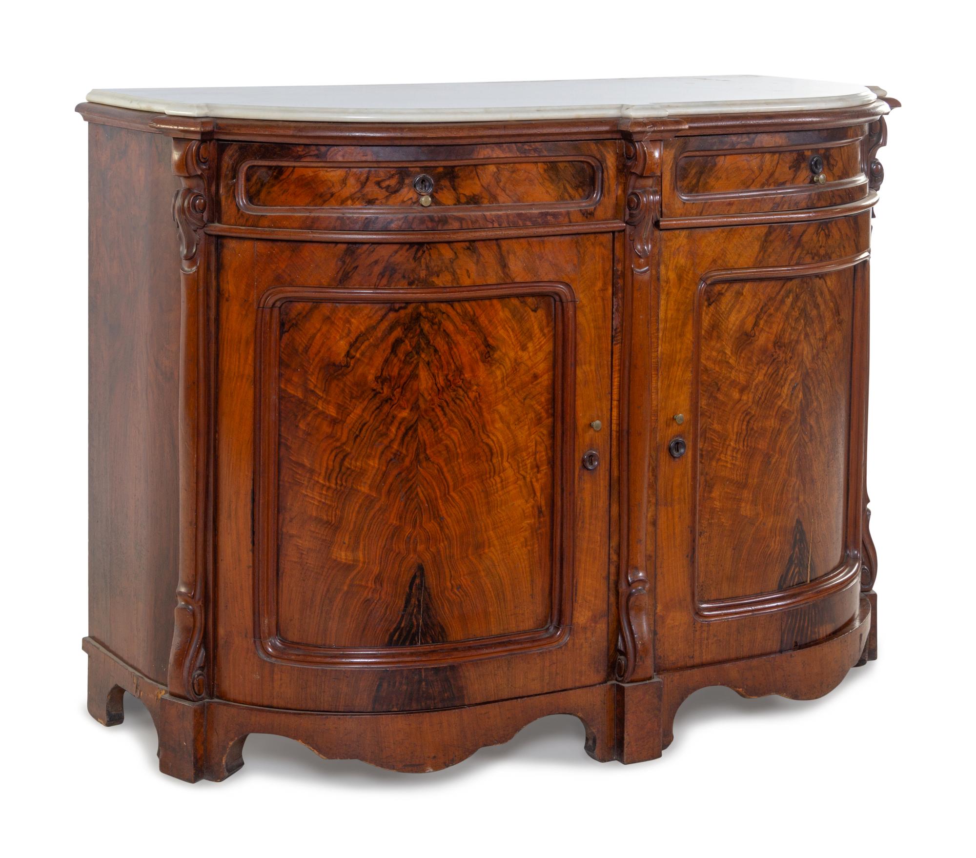 A Victorian Mahogany Marble-Top Parlor Cabinet
