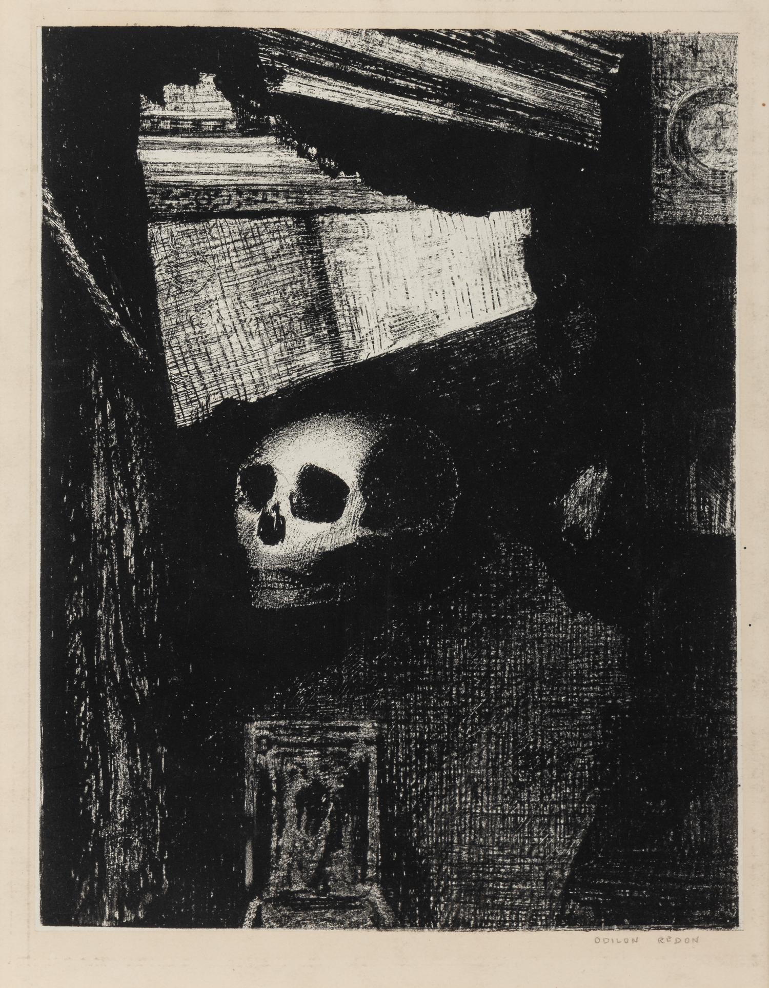 Through an Opening in the Wall, a Skull Appeared ( Plate 1 from Edmond Picard’s Le Jure ), 1887