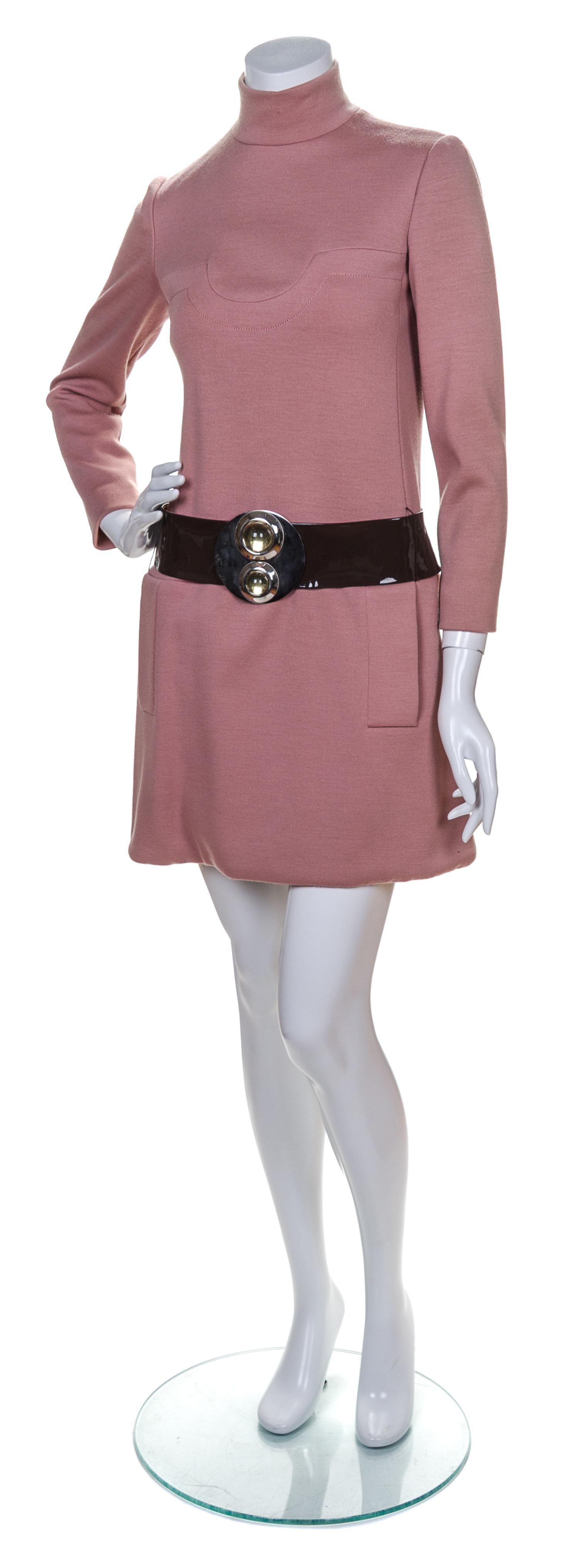 A Pierre Cardin Mauve Wool Minidress,