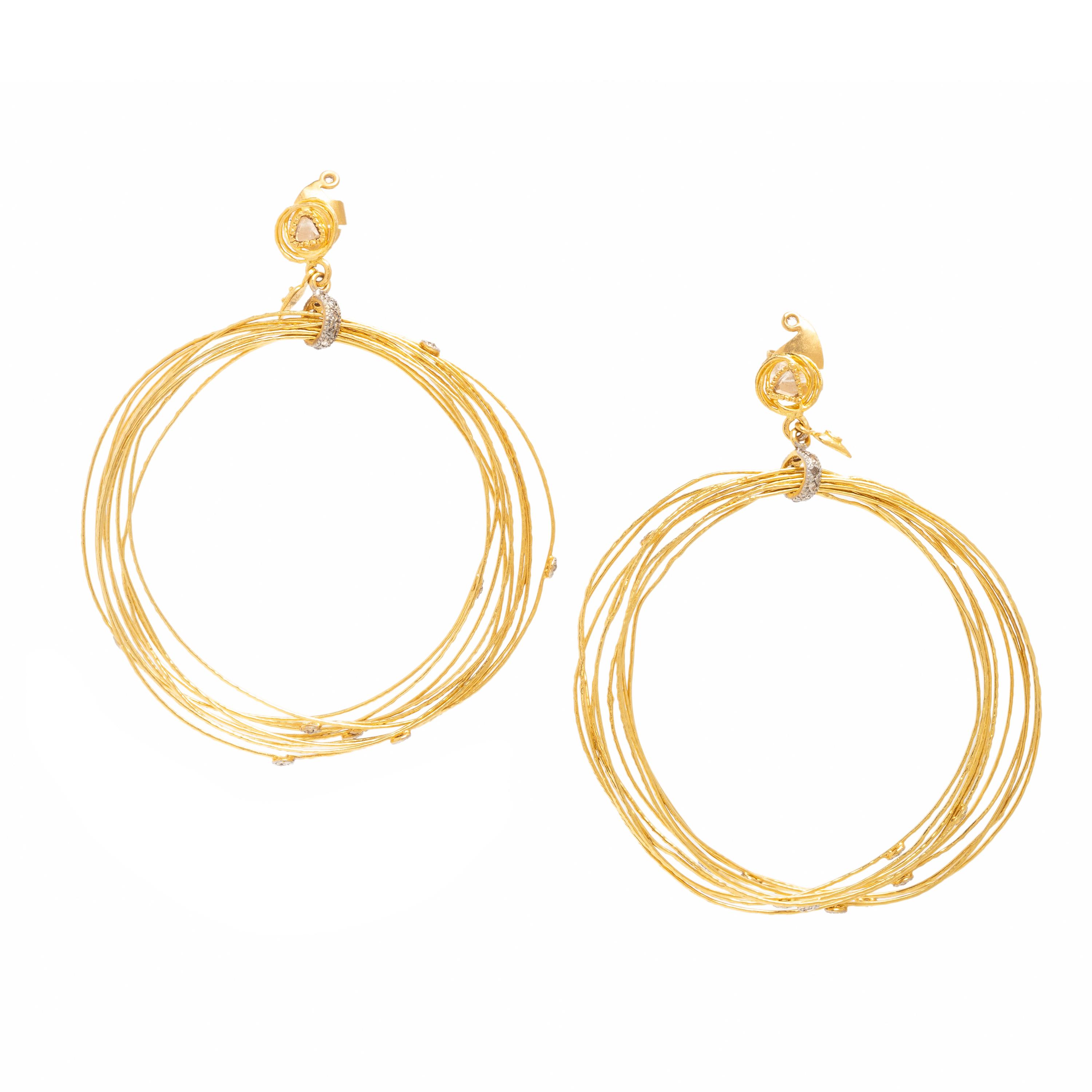 Coomi, Diamond and Yellow Gold Multistrand Hoop Earrings