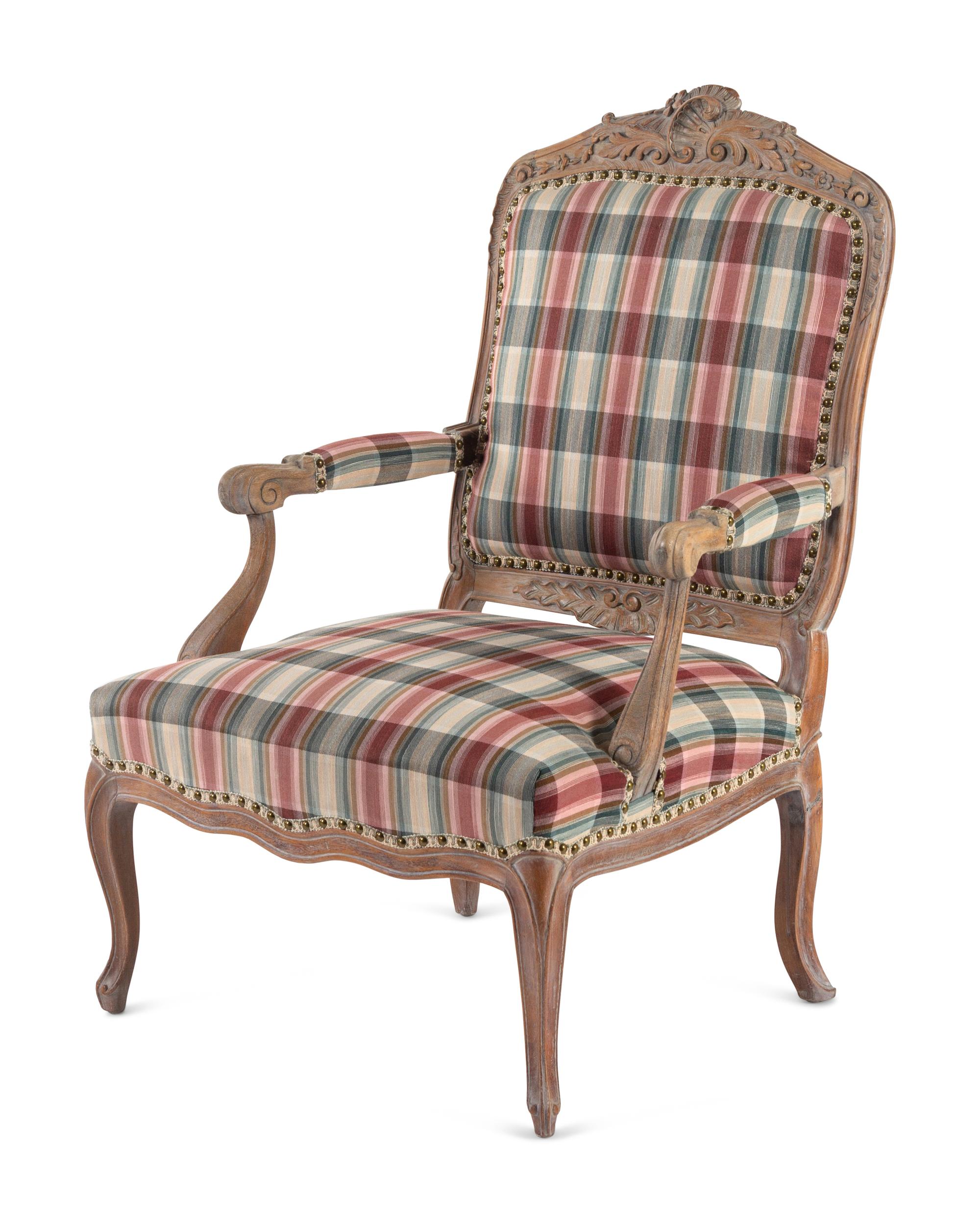 A Louis XV Style Cerused Beech Fauteuil