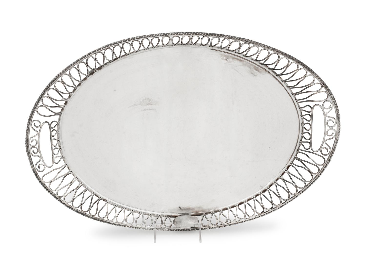 A Silver-Plate Reticulated Tray