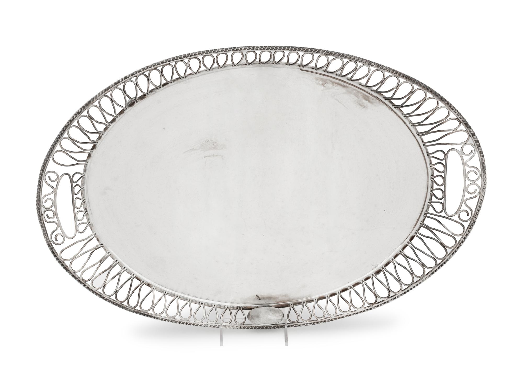 A Silver-Plate Reticulated Tray