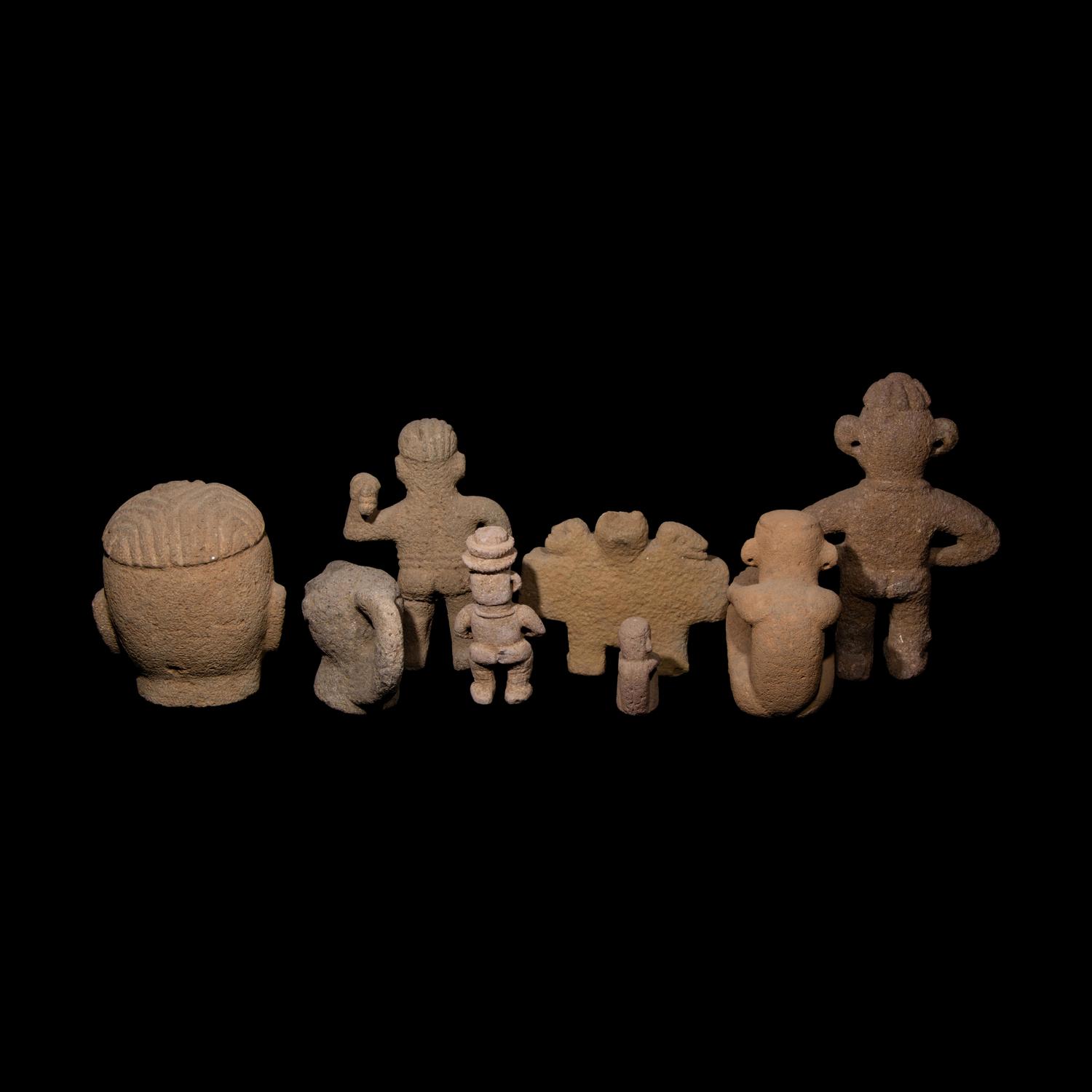 Eight Costa Rican Stone Figures