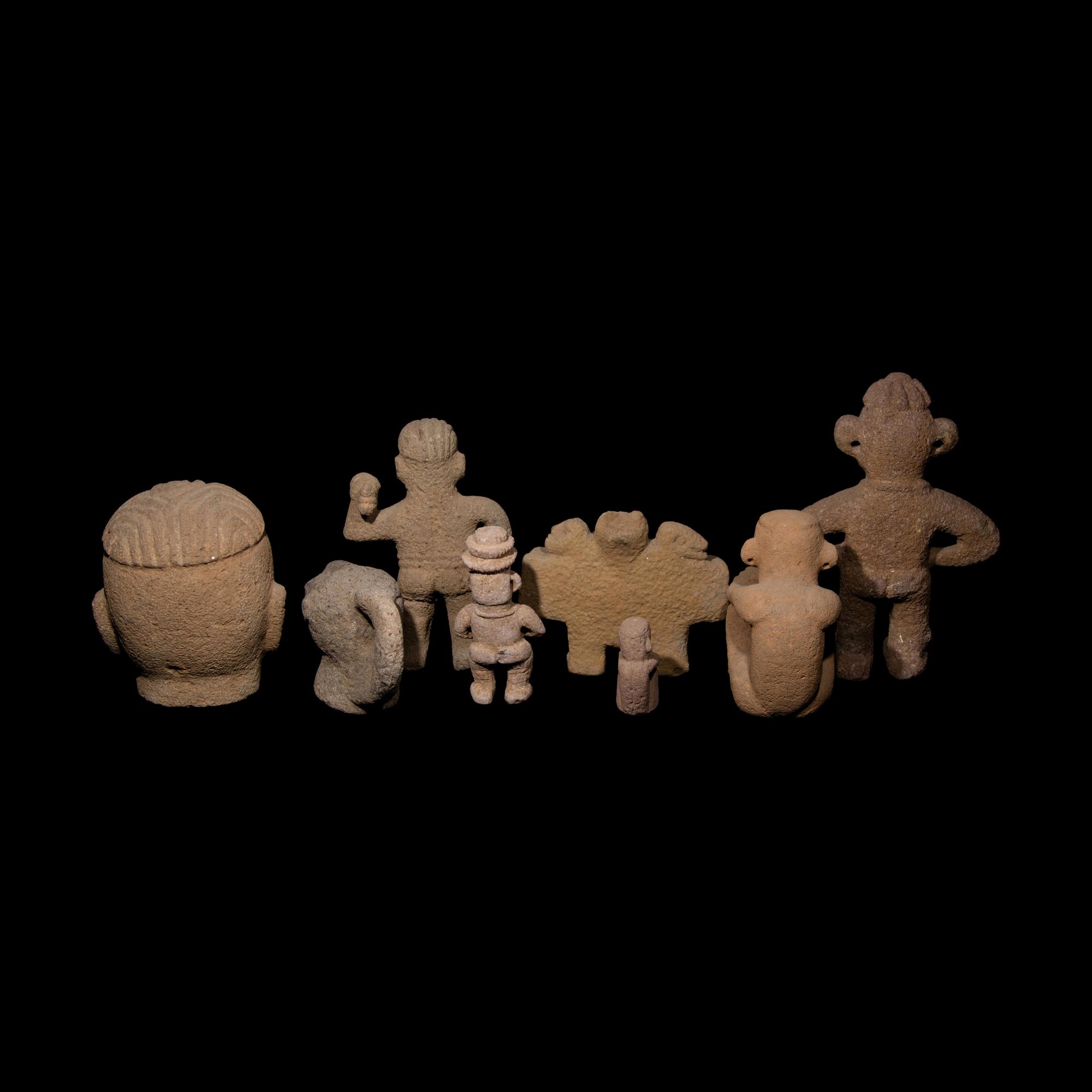 Eight Costa Rican Stone Figures