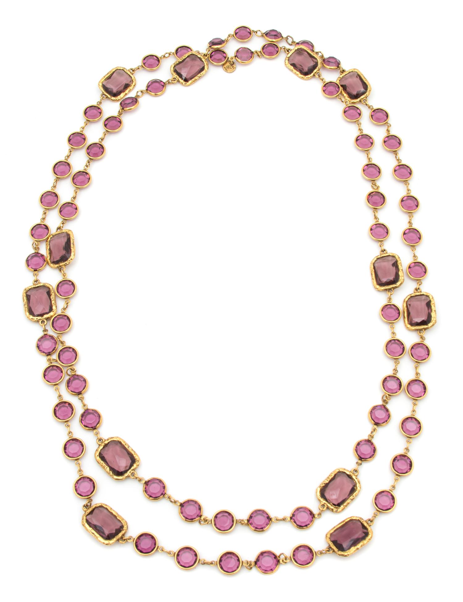 A Chanel Purple Chicklet Sautoir, 64".