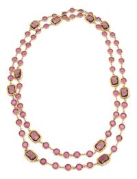 A Chanel Purple Chicklet Sautoir, 64".