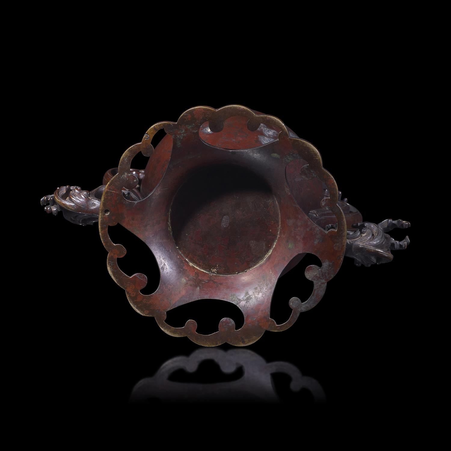 A Japanese Patinated Bronze Ikebana Vase, Meiji/Taisho Period