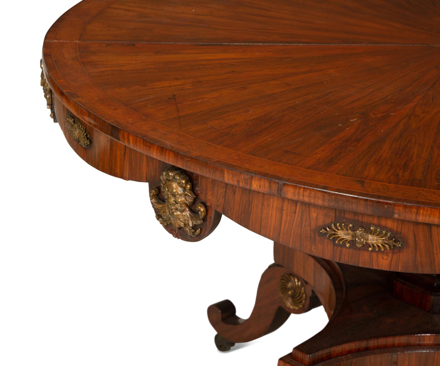 An Empire Gilt Metal Mounted Rosewood and Cross-Banded Burlwood Breakfast Table