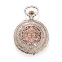 SILVER PERPETUAL CALENDAR OPEN FACE POCKET WATCH