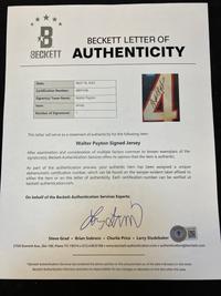 A Walter Payton Chicago Bears Signed Autograph Jersey Large Framed Display (Beckett Authentication Services Letter),