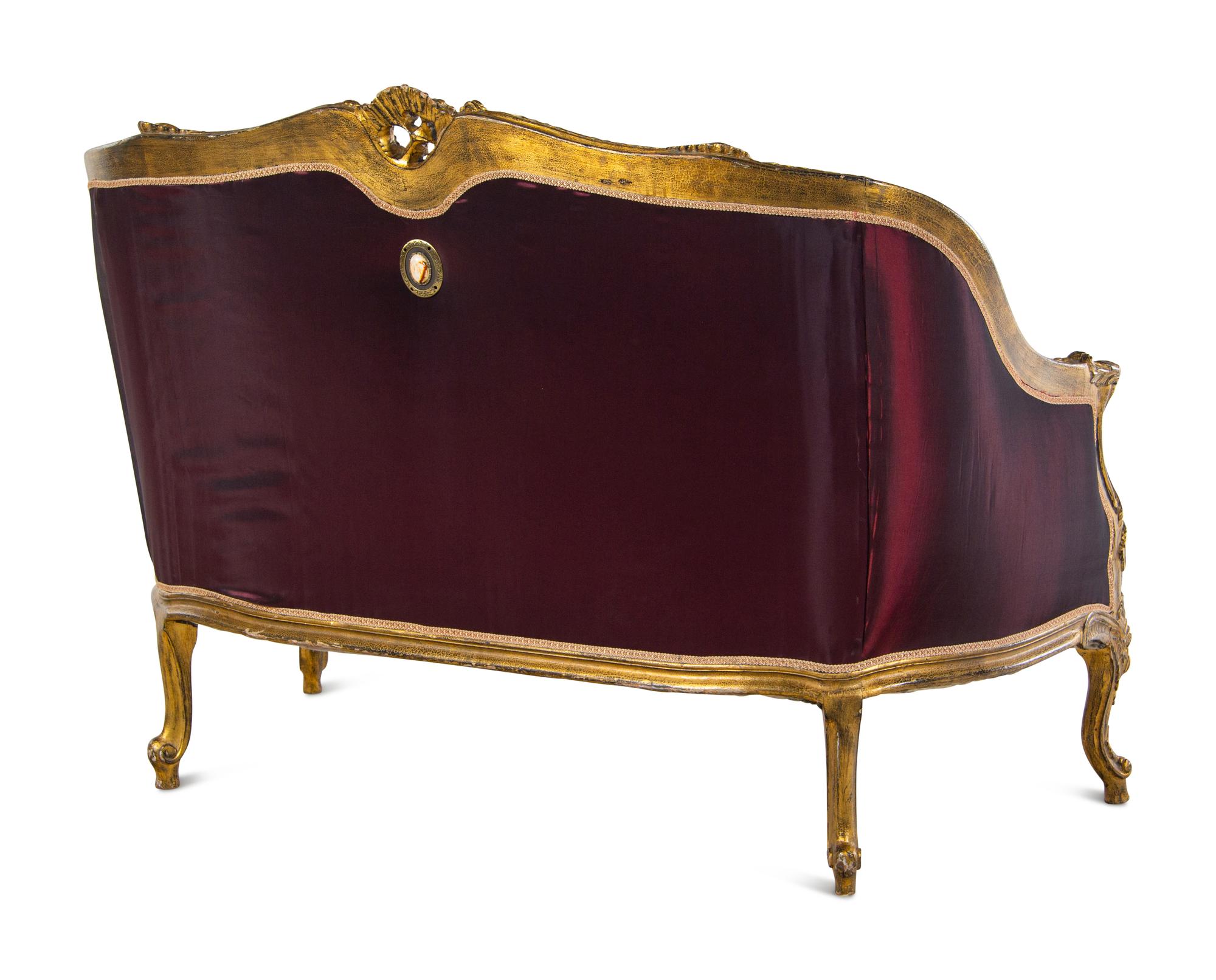 A Louis XV Style Giltwood Three-Piece Seating Suite