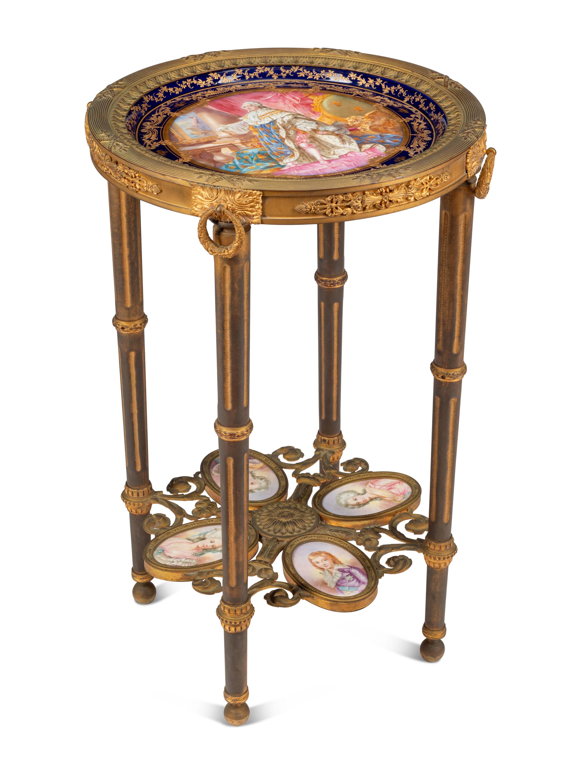 A Sèvres Style Porcelain Mounted Gilt Bronze Guéridon