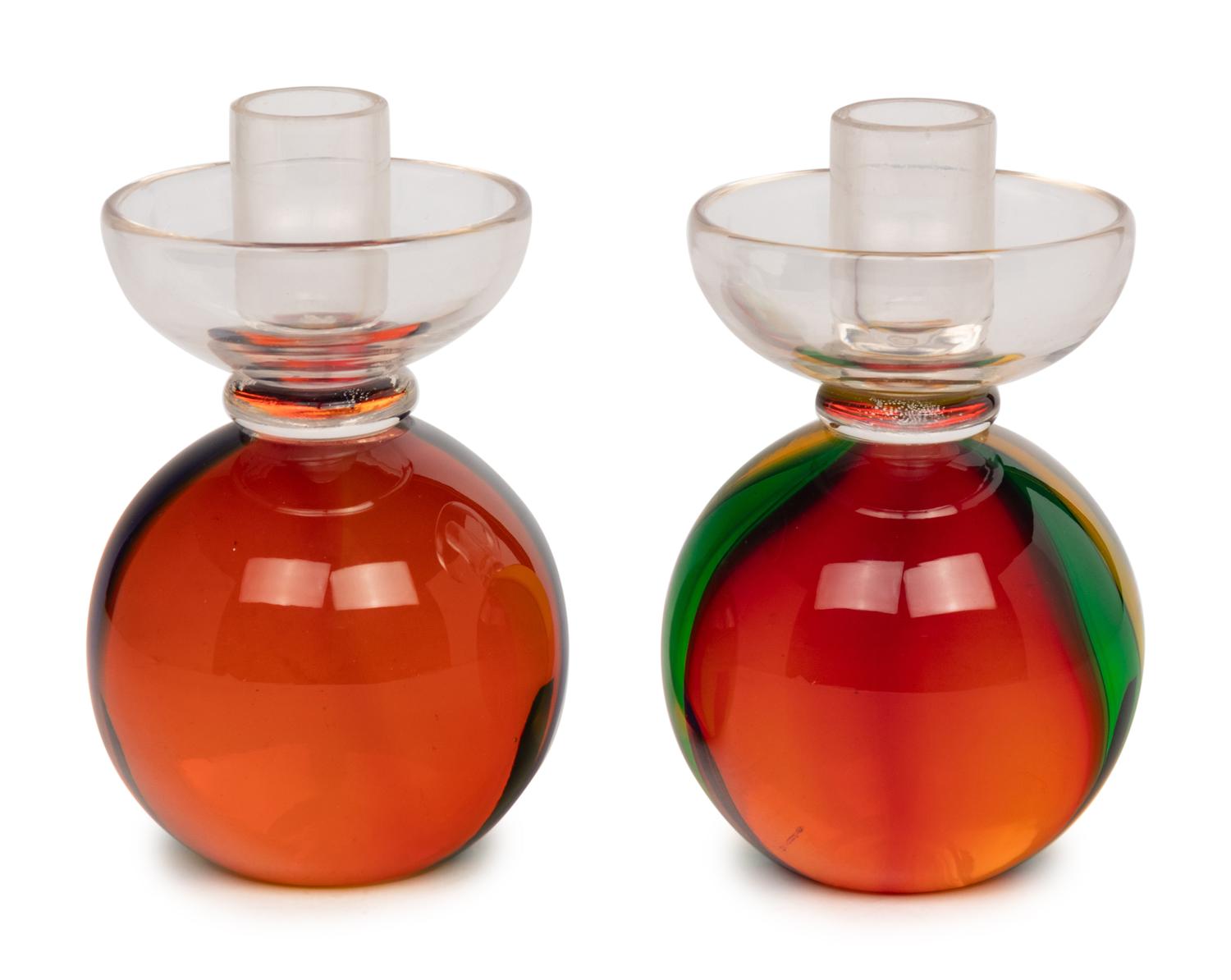 A Pair of Murano Glass Candlesticks