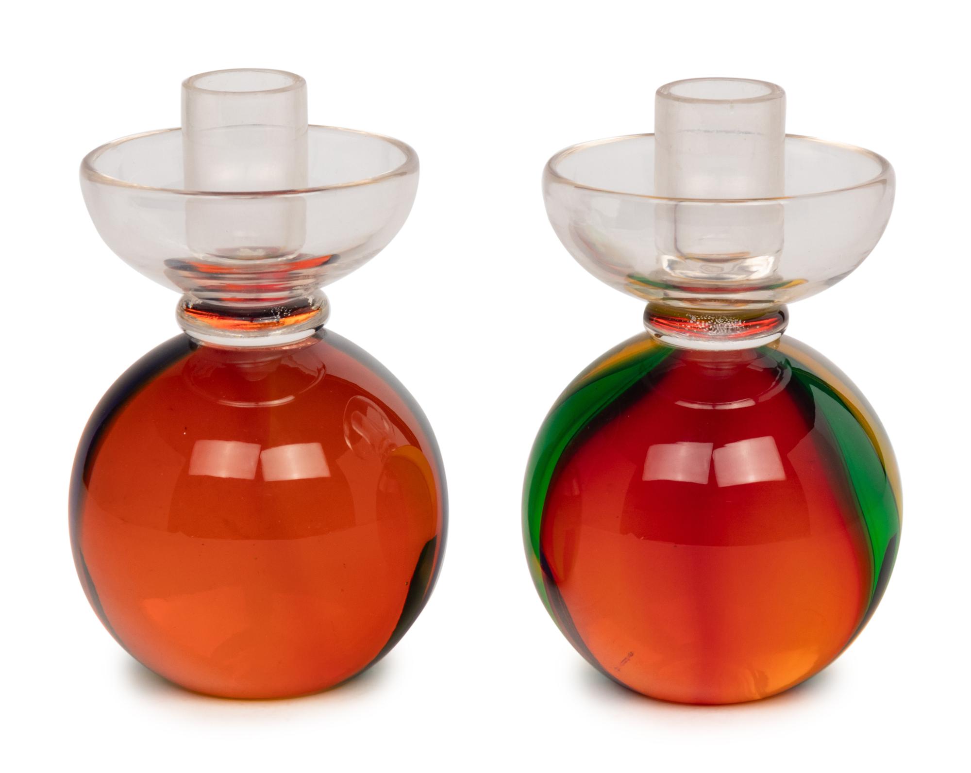 A Pair of Murano Glass Candlesticks