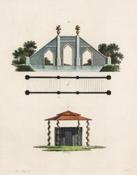 A Collection of Gilt Framed Hand Colored Engravings of Follies Framed size 12 3/8 x 15 3/8 inches. — 19TH CENTURY