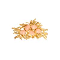 YELLOW GOLD AND ANGEL SKIN CORAL BROOCH