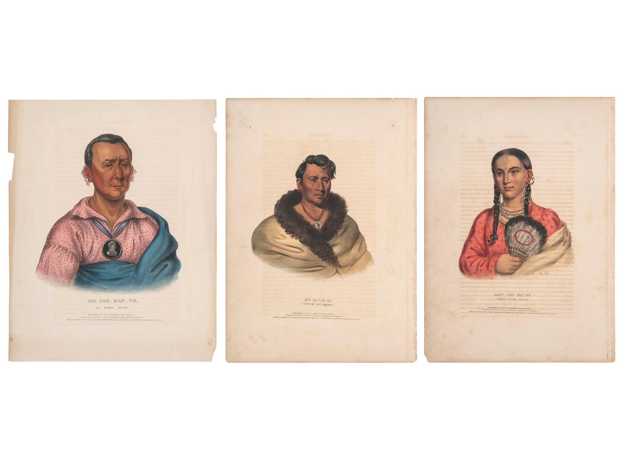 [McKENNEY & HALL]. A group of 3 large folio hand-colored lithographs of Omaha and Iowa. 1836-1838.
