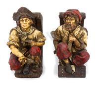 A Pair of Ceramic Figural Brackets