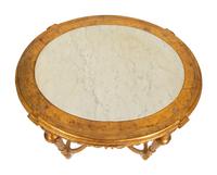 A Continental Giltwood Oval Table with Inset Marble Top — 19th/20th Century