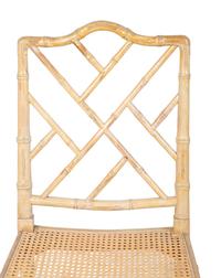 A Pair of Chippendale Style Bamboo and Rattan Cane-Seat Side Chairs — 20TH CENTURY