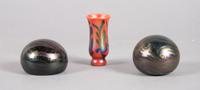 A Group of Two Charles Lotton Paperweights, Diameter of weights 3 inches.