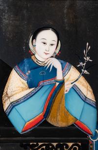 Two Chinese Export Reverse Glass Paintings