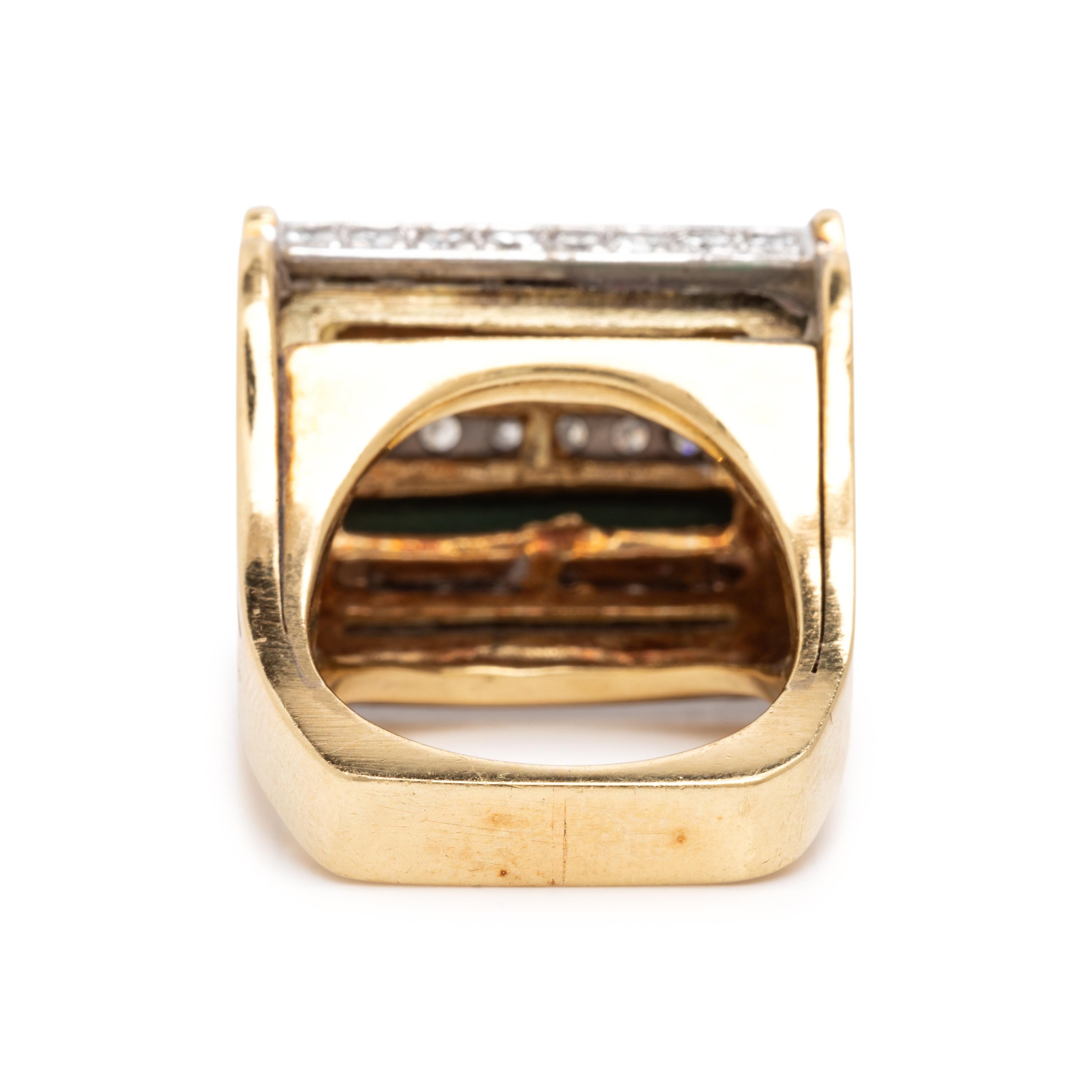 Malachite, Diamond, and Yellow Gold Ring