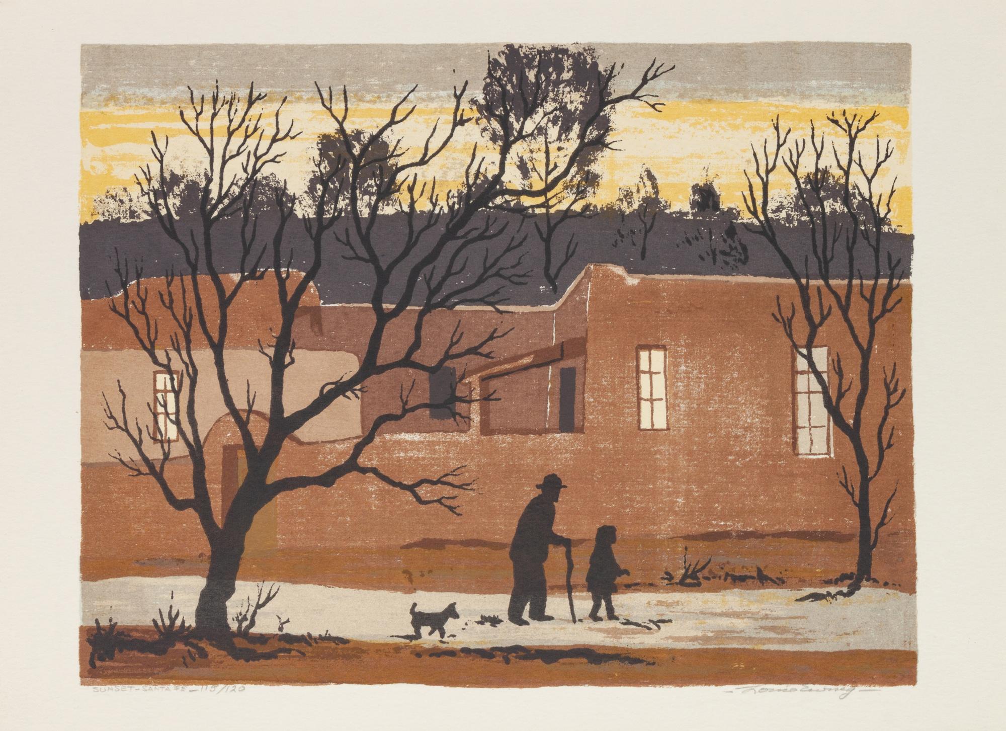 Four Works: Sunset - Santa Fe, edition 115/120; Neighbors , edition 51/100; Abiqui, New Mexico, edition 119/120; Old Pine Tree , edition 101/150